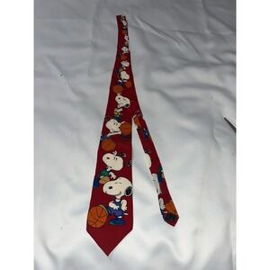 Vtg Snoopy Basketball Dress Tie Peanuts Branded 1958 Syndicate 100% Silk Usa
